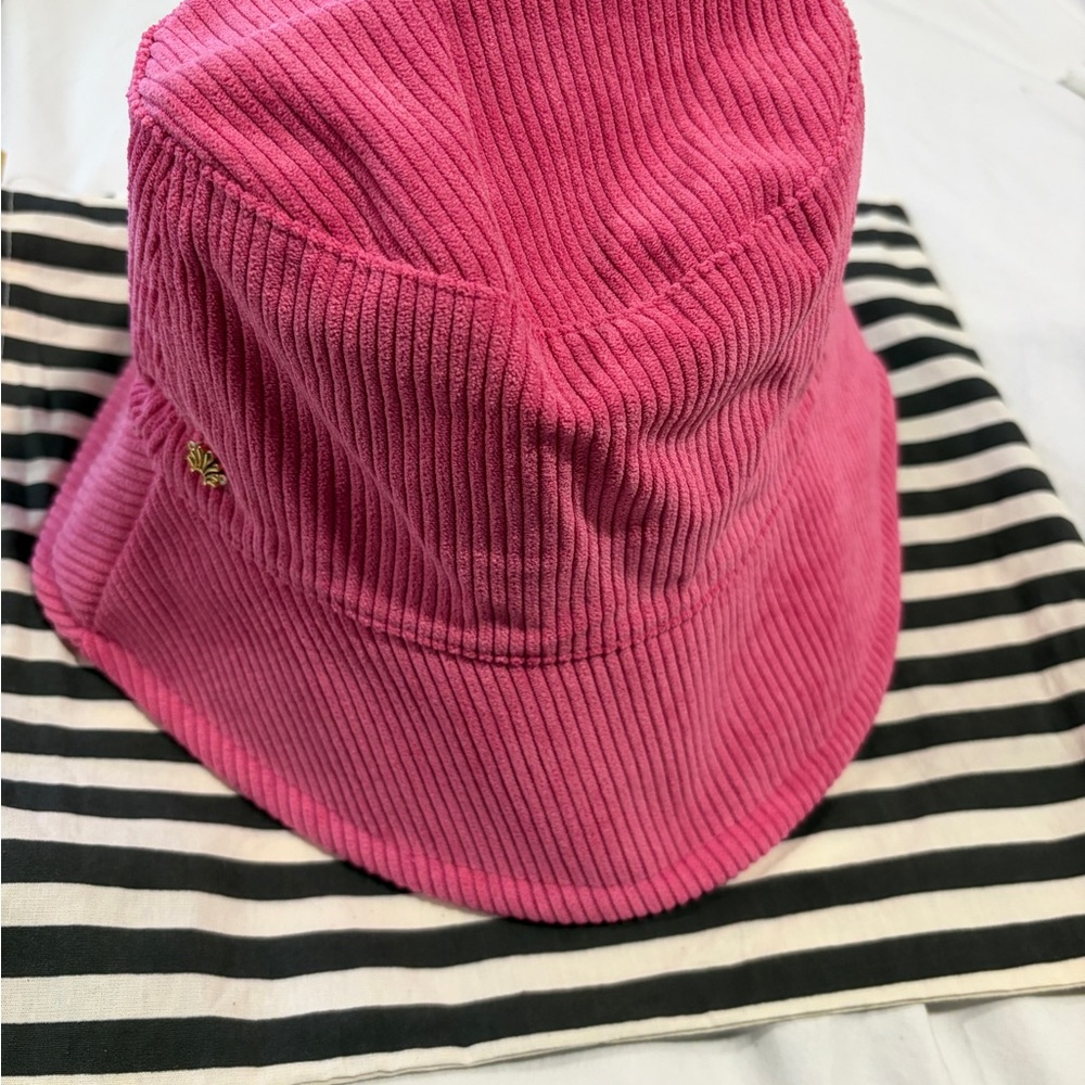 NWT Lele Sadoughi Pink Corduroy Bucket Hat. So cute!! With Striped Dust Bag - Picture 5 of 12